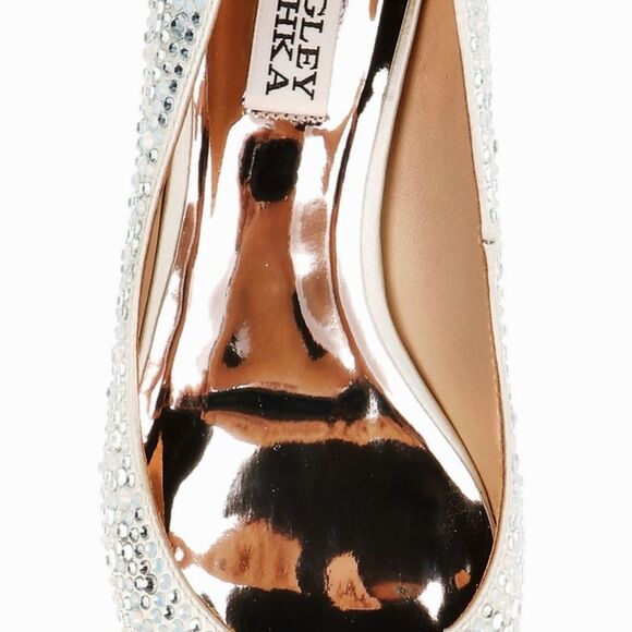 #NEW #Badgley Mischka Madison Kitten Heel Ivory Satin Gem #Pumps Sz 8.5M w Pouch - Picture 7 of 12